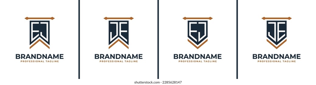 Letter EJ and JE Pennant Flag Logo Set, Represent Victory. Suitable for any business with EJ or JE initials.