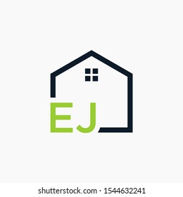 letter EJ Line House Real Estate Logo. home initial E J concept. Construction logo template, Home and Real Estate icon. Housing Complex Simple Vector Logo Template. - vector