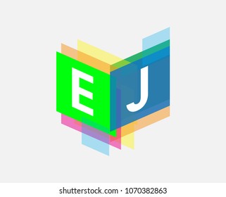 Letter EJ logo with colorful geometric shape, letter combination logo design for creative industry, web, business and company.