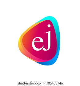 Letter EJ logo in triangle shape and colorful background, letter combination logo design for company identity.