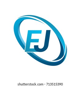 letter EJ logotype design for company name colored blue swoosh. vector logo for business and company identity.