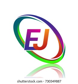 letter EJ logotype design for company name colorful swoosh. vector logo for business and company identity