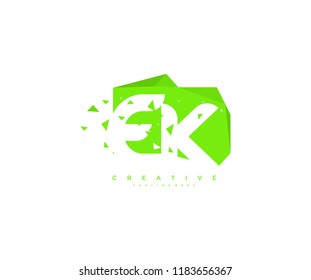 Letter EK Abstract Rectangle Shape with Modern Geometric Pattern Pixel Logo