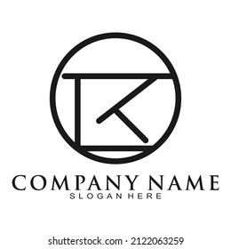 Letter EK with circle vector logo