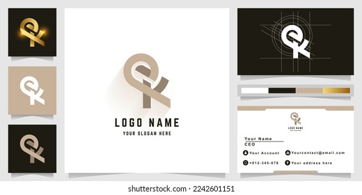 Letter ek or eqk monogram logo with business card design