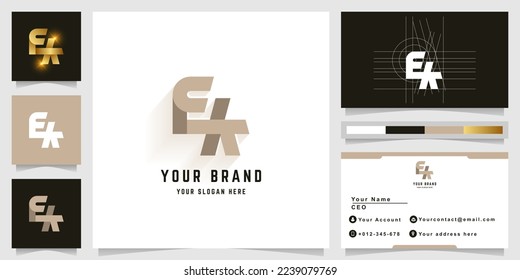 Logo de monograma de carta EK o FA con diseño de tarjeta de visita