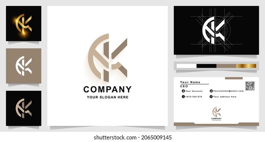 Plantilla de logotipo de monograma de carta EK o K con diseño de tarjeta de visita