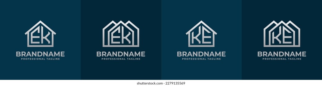 Letter EK and KE Home Logo Set. Suitable for any business related to house, real estate, construction, interior with EK or KE initials.