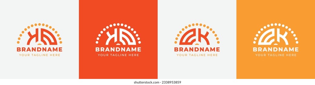 Letter EK and KE Sunrise  Logo Set, suitable for any business with EK or KE initials.