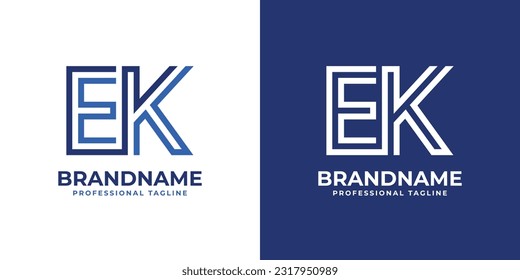 Letter EK Line Monogram Logo, suitable for any business with EK or KE initials.