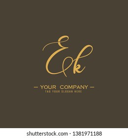 Letter Ek Logo. Initial Letter Design Vector Luxury Colors