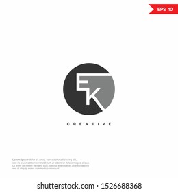Letter EK negative space Logo icon monogram design. Vector graphic design template element.