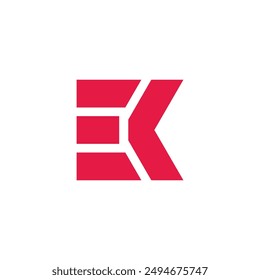 letter ek stripes run simple geometric logo vector 