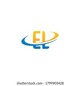 Letter EL combine circle icon template vector