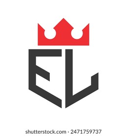 Letter EL Crown Logo. Crown on Letter EL Logo Design Template