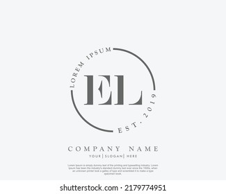 Letter EL Initial handwriting logo with signature and hand drawn style.