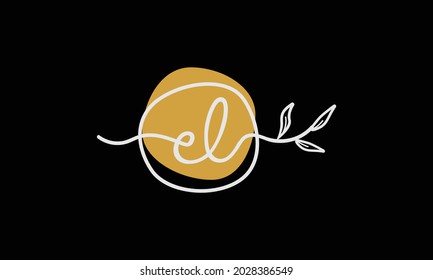 Letter EL or LE boho style botanical logo in flat minimal design symbol
