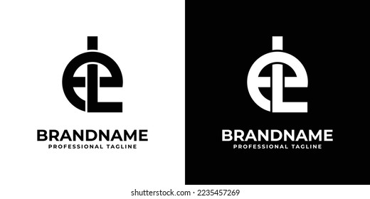 Letter EL or LE Monogram Logo, suitable for any business with EL orLE initials.