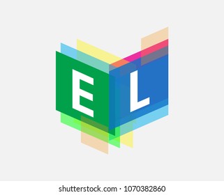 Letter EL logo with colorful geometric shape, letter combination logo design for creative industry, web, business and company.
