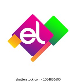 Letter EL logo with colorful geometric shape, letter combination logo design for creative industry, web, business and company.