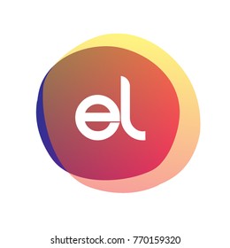 Letter EL logo with colorful splash background, letter combination logo design for creative industry, web, business and company.
