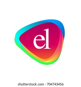 Letter EL logo in triangle shape and colorful background, letter combination logo design for company identity.