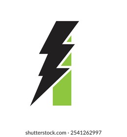 Letra I Para Combinación De Logotipo Eléctrico Con Icono De Perno De Trueno De Relámpago. Diseño de Logo Power