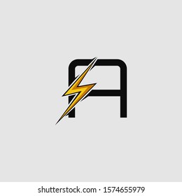 Letter A Electrical Bolt logo icon. Design concept Abstract techno thunder bolt  with letter A for corporate, technology, initial , community and more technology brand identity.