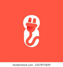 Letra I con logotipo de enchufe eléctrico. Icono negativo de la tecnología espacial. El concepto de marca de energía eléctrica. Tipo de vectores para la identidad de vehículos eléctricos, vehículos híbridos ecológicos, punto de carga y accesorios.