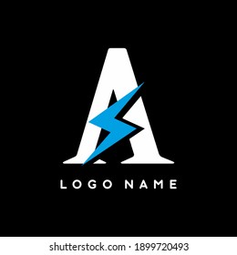 Letter A with electrical sign logo template for business branding