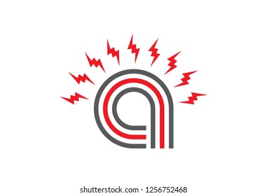 letter a electricity bulb logo
