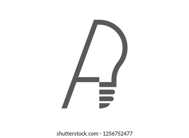 letter a electricity bulb logo