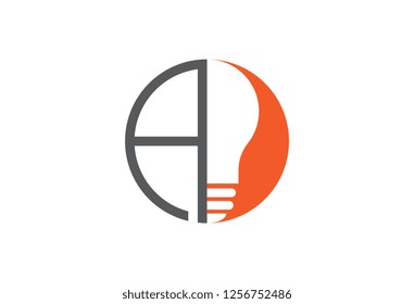 letter a electricity bulb logo