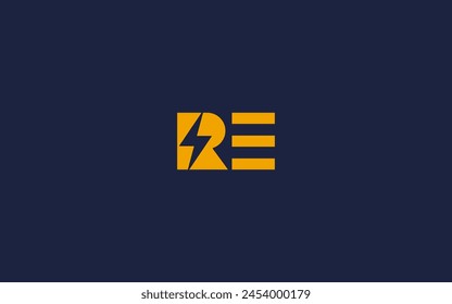 letter re with electricity logo icon design vector design template inspiration