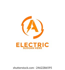 Letter A electricity Logo Vector, Creative Thunderbolt Energy Power Logo vector template