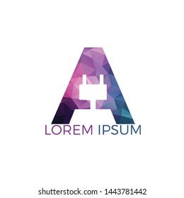 Letter A electricity plug vector logo design. Power logo design template. Power energy symbol.	