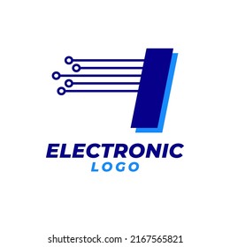 letter I with electronic circuit decoration initial vector logo design element