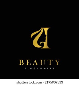 Carta I Elegancia Lujo Belleza color de oro logotipo de moda femenina