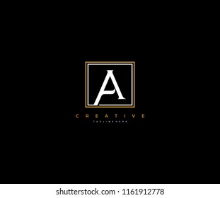 letter A elegant line square frame hipster logo design