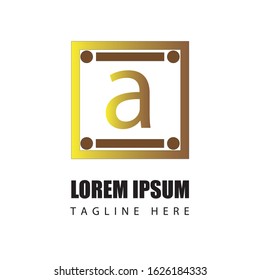 letter A elegant line square frame logo design