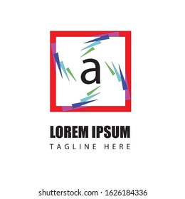 letter A elegant line square frame logo design