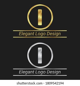 Letter I Elegant Logo. Elegant Logo Design. Silver Gold Logo Design. Luxury Design. Royal Design.