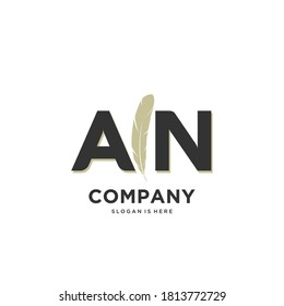 Letter AN Elegant Quill initial logo vector
