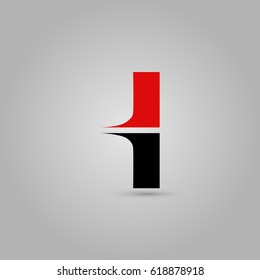 Letter I Elegant typographic red and black