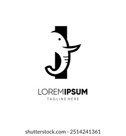 Letter I Elephant Logo Design Vector Icon Graphic Emblem Illustration Symbol