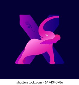 Letter elephant. A letter in the style of elephants. Fabulous font. Elephant alphabet