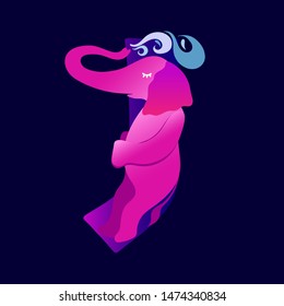 Letter elephant. A letter in the style of elephants. Fabulous font. Elephant alphabet
