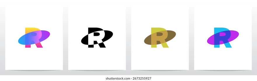 Superposición de elipse de letras Diseño inicial transparente del logotipo R