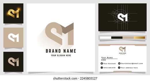 Letter eM or cM monogram logo with business card design