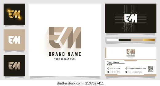 Letter EM or EN monogram logo with business card design